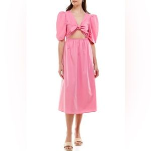 WAY Peggy Cutout Puff Sleeve Midi Dress